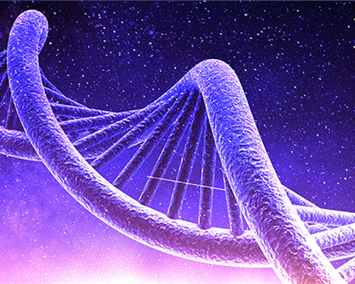 Theta Healing ile Temel DNA Eğitimini Gösteren Mor DNA Sarmalı